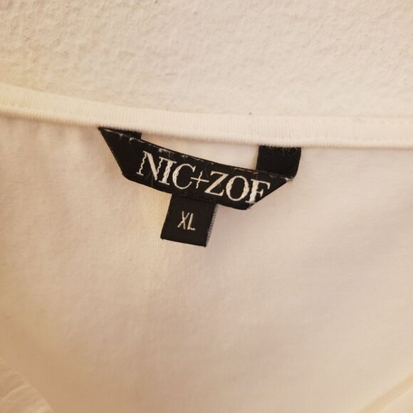 Nik + Zoe White Cotton Blend V Neck Tank w/Corset Waist Details XL EUC - Picture 7 of 8